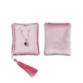 Pink velvet jewelry box with tassel portable necklace ring display case elegant storage - Necklace Style (G118)