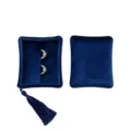 Portable blue velvet jewelry box with elegant tassel design for rings, necklaces, and bracelets. - Pocket Style (G119)