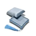 Light blue velvet jewelry box with tassel, portable ring and necklace organizer for gifts. - Ring Style (G80)