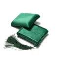 Green velvet jewelry box with tassel for rings, necklaces, and bracelets, portable ring storage case. - Ring Style (G116)