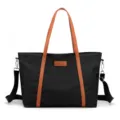 Borsa shopper in nylon da donna grande capacita borsa a spalla casual con manici in pelle. - Nero