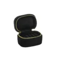 Boîte à bagues en velours noir portable mini étui de rangement bijoux avec fermeture éclair. - Noir