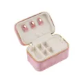 Boîte à bijoux de voyage en velours rose portable avec rouleaux de bagues et compartiments. - 127*77*71mm / Rose