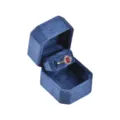 Caja de anillos de terciopelo azul joyeria hexagonal caja de regalo para compromiso - Caja de Anillos Estilo Sándwich (G119)