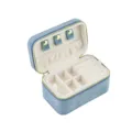Boîte à bijoux de voyage en velours bleu organisateur portable pour bagues et boucles - 127*77*71mm / Gris Bleu
