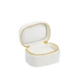 Boîte à bague portable en velours blanc avec fermeture éclair dorée pour bijoux de voyage. - Blanc