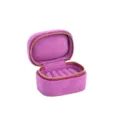 Portable mini velvet jewelry box with zipper, magenta ring storage organizer case for travel. - Fuschia