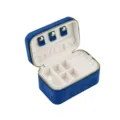Portable blue velvet jewelry box with ring slots and compartments for daily storage. - 127*77*71mm / Blue