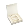 Beige velvet jewelry box organizer with multi-functional storage compartments for rings and bracelets. - Multifunctional Storage Box (G96)