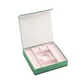 Green velvet jewelry box with pink interior, multi-functional storage for rings and earrings. - Multifunctional Storage Box (G116)