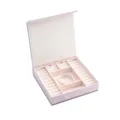 Pink velvet jewelry organizer box with multiple compartments for rings and earrings - Multifunctional Storage Box (G118)