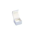 Elegant light blue velvet jewelry box for rings and stud earrings, compact and soft interior. - Folding Ring Box (G80)