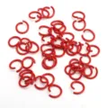 50 Stueck Rote Metall Offene Ringe DIY Handgemachte Schmuckherstellung Verbindung Zubehoer - 50 Stück/Packung (1.2x10mm) / Rot