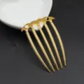 Horquilla de pelo dorada de aleación de 5 puntas, pinza moño estilo chino, accesorio. - Dorado / 1 Pieza