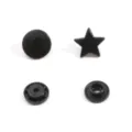 Black snap fasteners set including round and star caps, ideal for DIY clothing accessories. - Star Snap Button / 10 Pack Set / Black