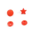 Red resin snap buttons set featuring round and star shaped caps for DIY clothing and craft accessories. - Star Snap Button / 10 Pack Set / Red