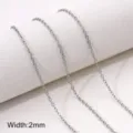 Stainless steel cable chain 2mm width for DIY handmade jewelry bracelets necklaces crafting components. - Style 02 (FLB088, FLB089) / Width 2mm - 1 Meter Pack