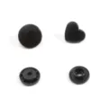 Black resin snap buttons set featuring round and heart shapes, ideal for DIY crafts and clothing. - Heart Snap Button / 10 Pack Set / Black