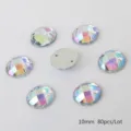 Round acrylic rhinestones 10mm flatback sew on crystals for DIY craft jewelry making decor. - Round Grid Facet / 10mm (80 Pieces/Pack) / White AB