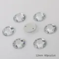 12mm Oval Acrylic Rhinestones Sew-on Flatback Crystals Clear DIY Jewelry Craft Accessories - Round Grid Facet / 12mm (60 Pieces/Pack) / Clear White