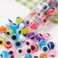 Colorful resin evil eye beads loose flat round DIY jewelry making bracelet necklace crafts - 10mm (25 Pieces/Pack)