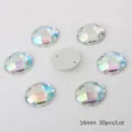 Round acrylic sew-on rhinestones 16mm flatback crystal gems for DIY jewelry making crafts. - Round Grid Facet / 16mm (30 Pieces/Pack) / White AB