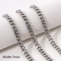 Catena cubana in acciaio inossidabile larghezza 7mm per collana braccialetto fai da te accessori - Stile 06 (FLB088, FLB089)