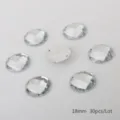 18mm flatback acrylic rhinestones, 30pcs double hole sew on crystal gems for DIY crafts. - Round Grid Facet / 18mm (30 Pieces/Pack) / Clear White