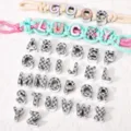 Acrylic plaid star large hole letter beads DIY phone chain craft accessory alphabet charms - Letter A / 1 Piece/Pack / Black and White Plaid