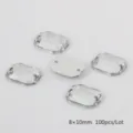 Rectangular acrylic rhinestones 8x10mm sew on crystal diamond gems for DIY clothing craft decor. - Clear White / 8x10mm (100 Pieces)
