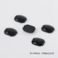 Black rectangular flatback acrylic rhinestone with two holes, 8x10mm DIY craft accessories. - Black / 8x10mm (100 Pieces)