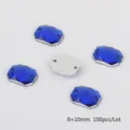 Rectangular double hole flat back acrylic rhinestones blue sew on crystal gems 8x10mm - Blue / 8x10mm (100 Pieces)
