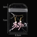 Clear ziplock bag with cute pink bow pearl earrings, perfect for jewelry storage and DIY. - Outer 6.5x10cm Inner 5.5x7cm (50 Pieces/Pack) / Clear
