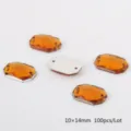 Amber Rectangular Sew-On Acrylic Rhinestones 10x14mm Flatback Gems 100pcs - Dark Coffee / 10x14mm (100 Pieces/Pack)