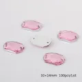 Pink rectangular flatback acrylic rhinestone sew on crystal gems 10x14mm for DIY crafts - Pink / 10x14mm (100 Pieces/Pack)