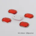 Red rectangular flatback acrylic rhinestones with holes, 10x14mm DIY garment sewing crafts. - Red / 10x14mm (100 Pieces/Pack)