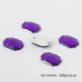 Rectangle 2-hole flatback acrylic rhinestones, purple sewing crystals, 10x14mm 100pcs. - Purple / 10x14mm (100 Pieces/Pack)