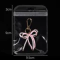 Pink pearl bow keychain with gold hardware in clear self-sealing storage bag. - Outer 9.5x12cm Inner 8.5x9cm (50 Pieces/Pack) / Clear
