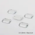 Rectangle Clear Acrylic Sew-On Rhinestones 13x18mm 50pcs Flatback Crystal Gems for DIY - Clear White / 13x18mm (50 Pieces/Pack)