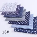 Blue and white cotton fabric bundle with floral, dot, grid, and star prints for DIY sewing. - Style 16