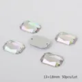 Rectangular 2-hole flatback acrylic rhinestones for DIY sewing garment accessories 13x18mm - AB White / 13x18mm (50 Pieces/Pack)