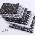 Black and white cotton printed fabric bundle, star stripe polka dot floral patch quilting. - Style 17