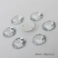 20mm flatback oval acrylic rhinestones sew on crystals 20pcs diy craft accessories - Round Grid Facet / 20mm (20 Pieces/Pack) / Clear White