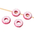 16mm acrylic donut shaped loose beads for DIY handmade bracelets and phone charms accessories - Rose Red