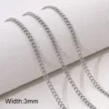 Catena gourmette in acciaio inossidabile 3mm larghezza DIY gioielli bracciale collana - Stile 10 (FLB088, FLB089)