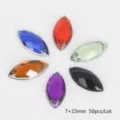 Marquise acrylic rhinestones 7x15mm multi-color sew on flatback DIY jewelry accessories - Marquise Grid Surface / 7x15mm (50 Pieces/Pack) / Random Mixed Colors