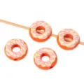 Acrylic donut loose beads for DIY handmade bracelets, colorful sprinkles design, 16mm. - Orange