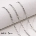 Catena Figaro in Acciaio Inossidabile 3mm Argento DIY Braccialetto Collana Accessorio - Stile 16 (FLB088, FLB089)