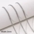Catena cubana in acciaio inossidabile larghezza 3mm per accessori di gioielli DIY collana. - Stile 17 (FLB088, FLB089)