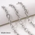 Catena in acciaio inossidabile maglia grumetta larghezza 9mm per creazione gioielli fai da te - Stile 20 (FLB088, FLB089)